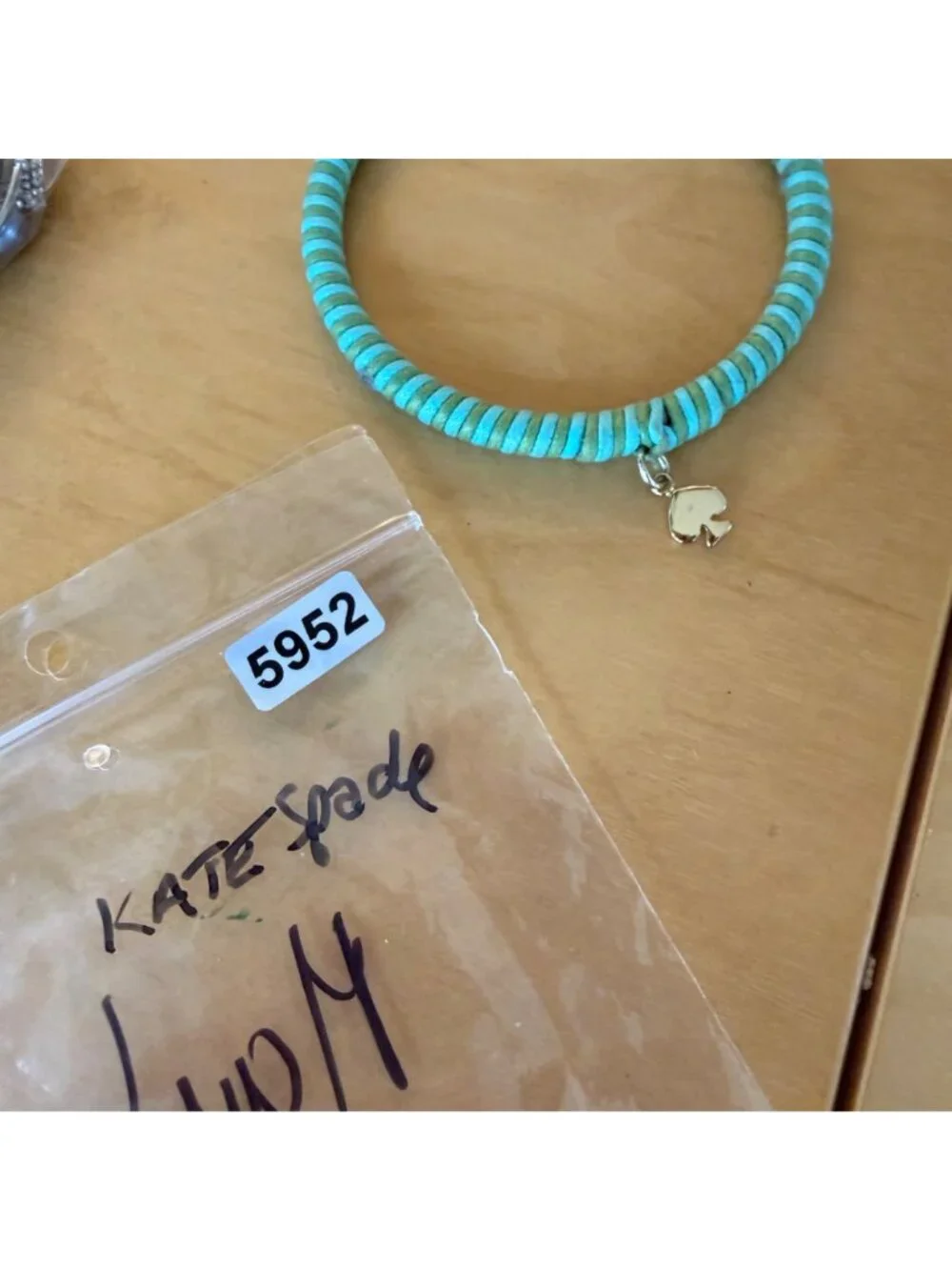 Kate Spade Bracelet Charm Fabric Wrapped Coastal Summer Beachy Preppy 2.5 inches - Picture 5 of 5